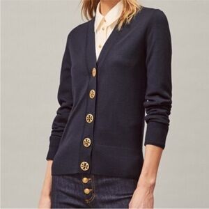 Tory Burch Navy 100% Cotton lightweight Cardigan XSmall